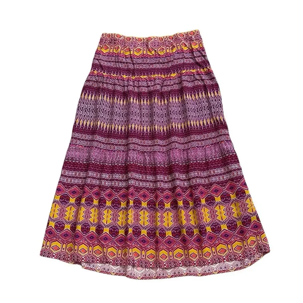 Mossimo Supply Co Maxi Skirt Womens Large Geometric Boho Elastic Waist Pull On